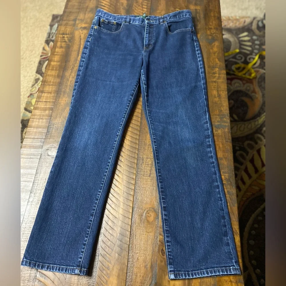 Lauren Ralph Lauren Womens Dark Blue Denim Jeans Sz 12 Straight Leg - Picture 5 of 10